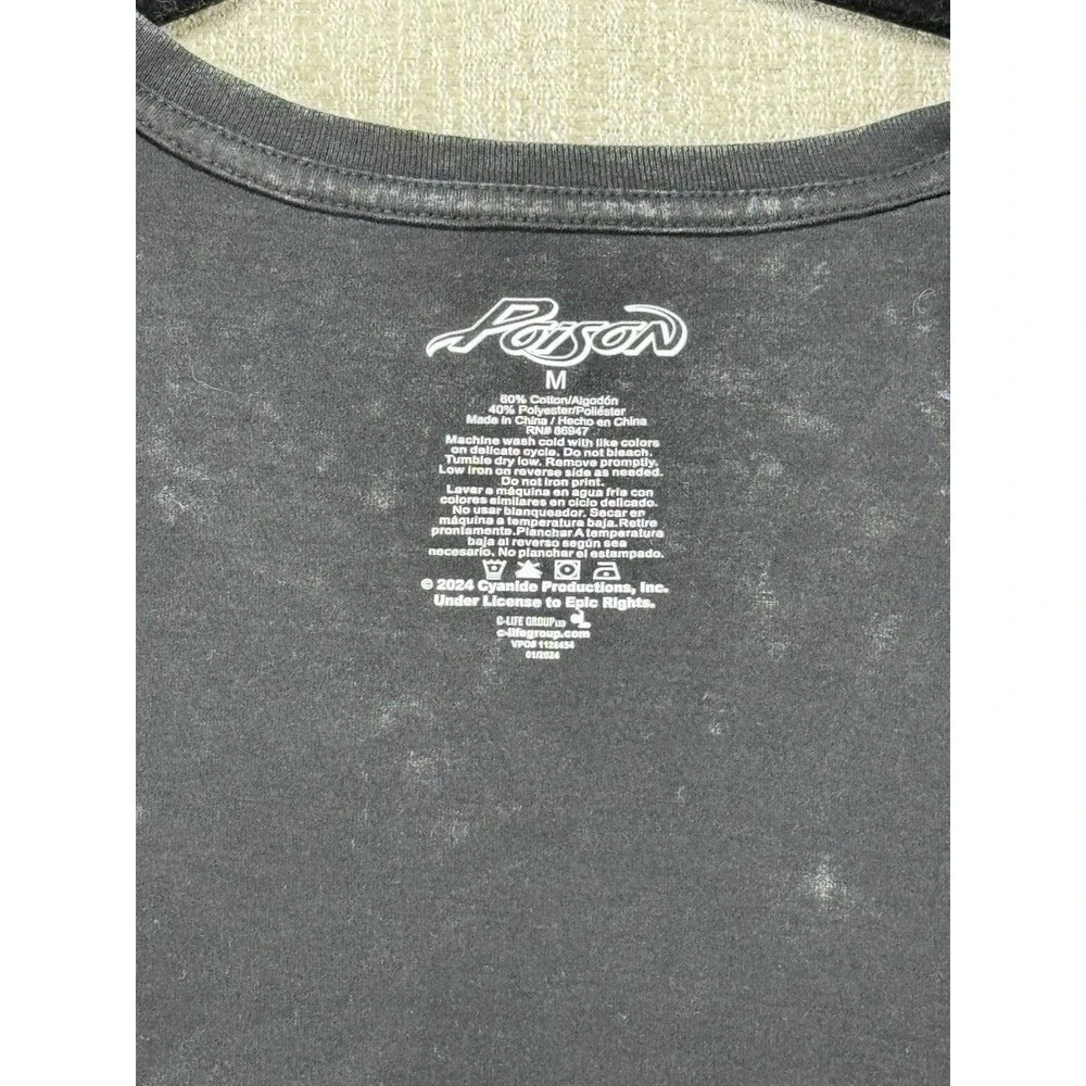 MENS POISON SKULL SNAKE TOUR BLACK MEN MINERAL WASHED GRAPHIC TEE T-SHIRT -M NWT - Picture 4 of 7